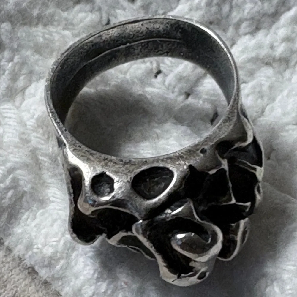 Brutalist Oxidized Silver 3D Abstract One of a Kind Ring size 8